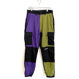 40s & Shorties Color Block Nylon Cargo Pants Utility Green Purple Black Moto